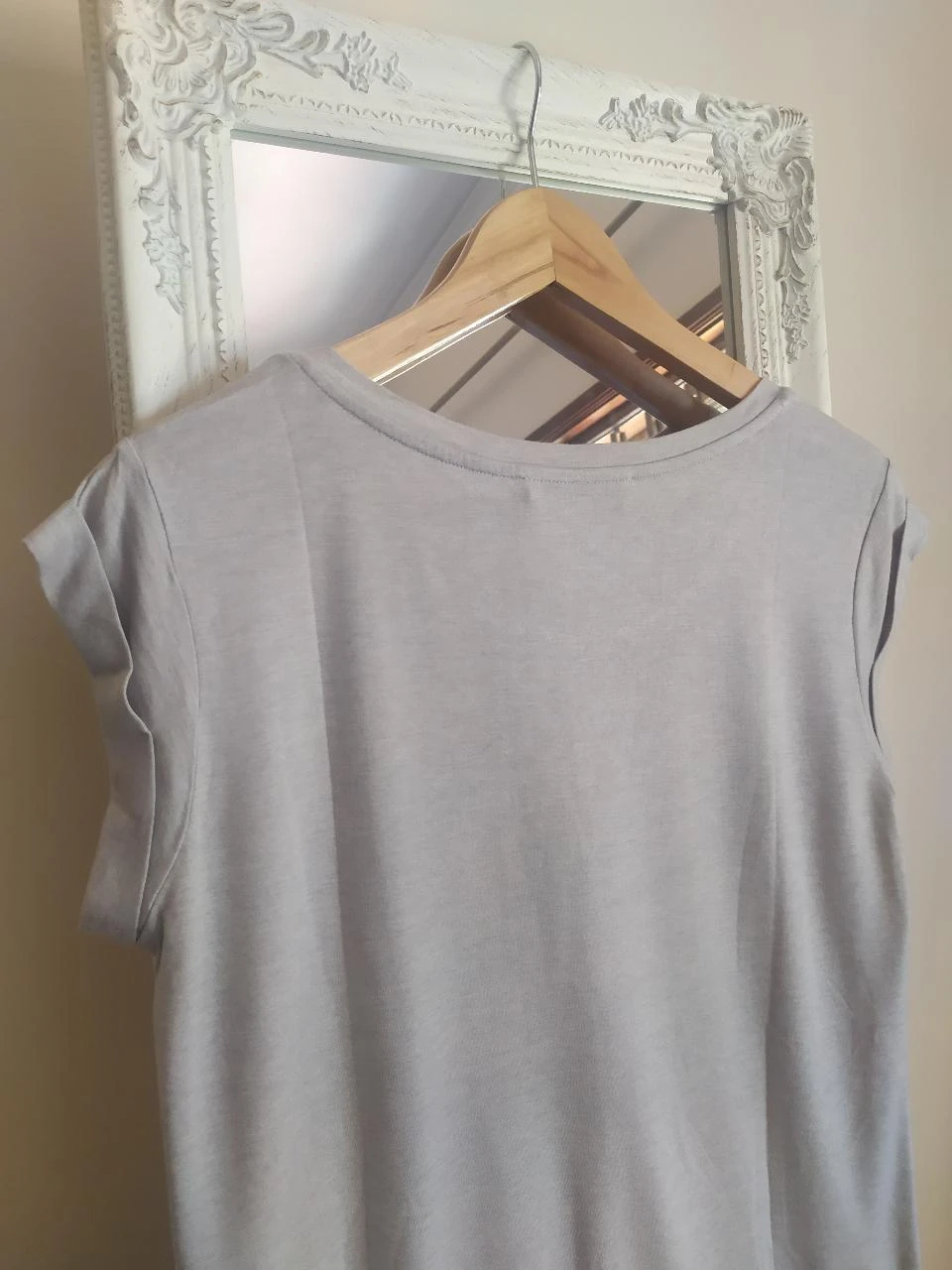 ALLSAINTS Women's Light Grey Viscose Wool Blend Relaxed T-Shirt Size S – photo 10